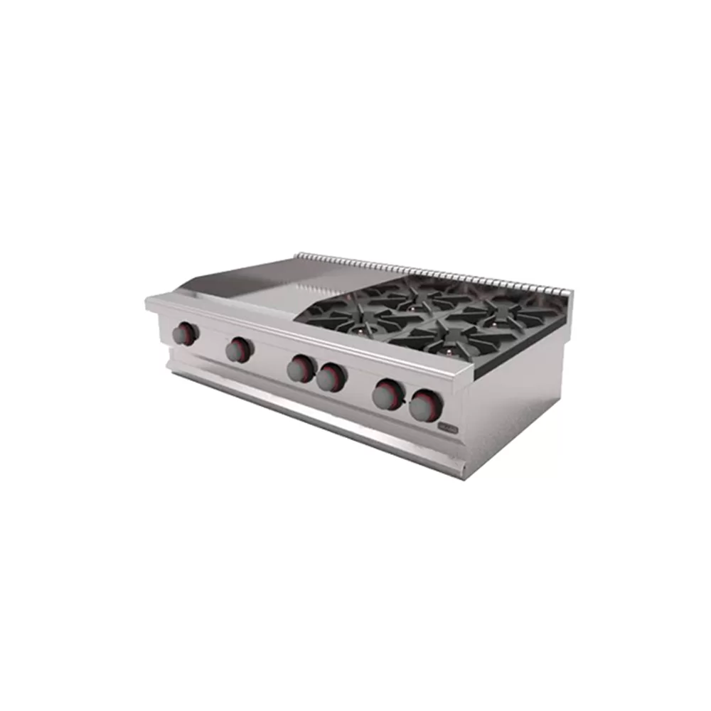Parrilla DRAGO CG-40PD de 4 quemadores y plancha de 2´