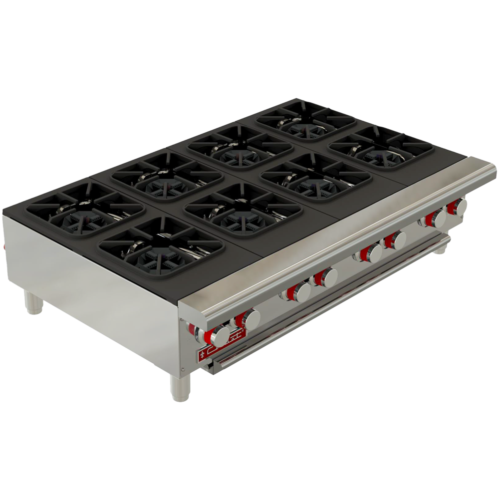 Parrilla CORIAT PCV-8 DE MESA MASTER PREMIUM a Gas de 8 Quemadores octagonales sólidos en hierro fundido.