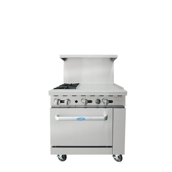 Estufa 2 Quemadores y Plancha 24" con Horno a Gas AGR-2B24GR-36 CookRite